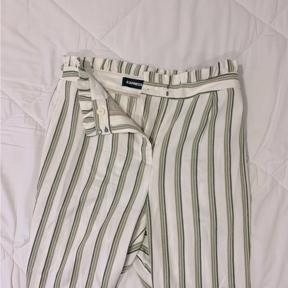 Express Striped High Waisted Ruffle Top Ankle Pant - Picture 3 of 3